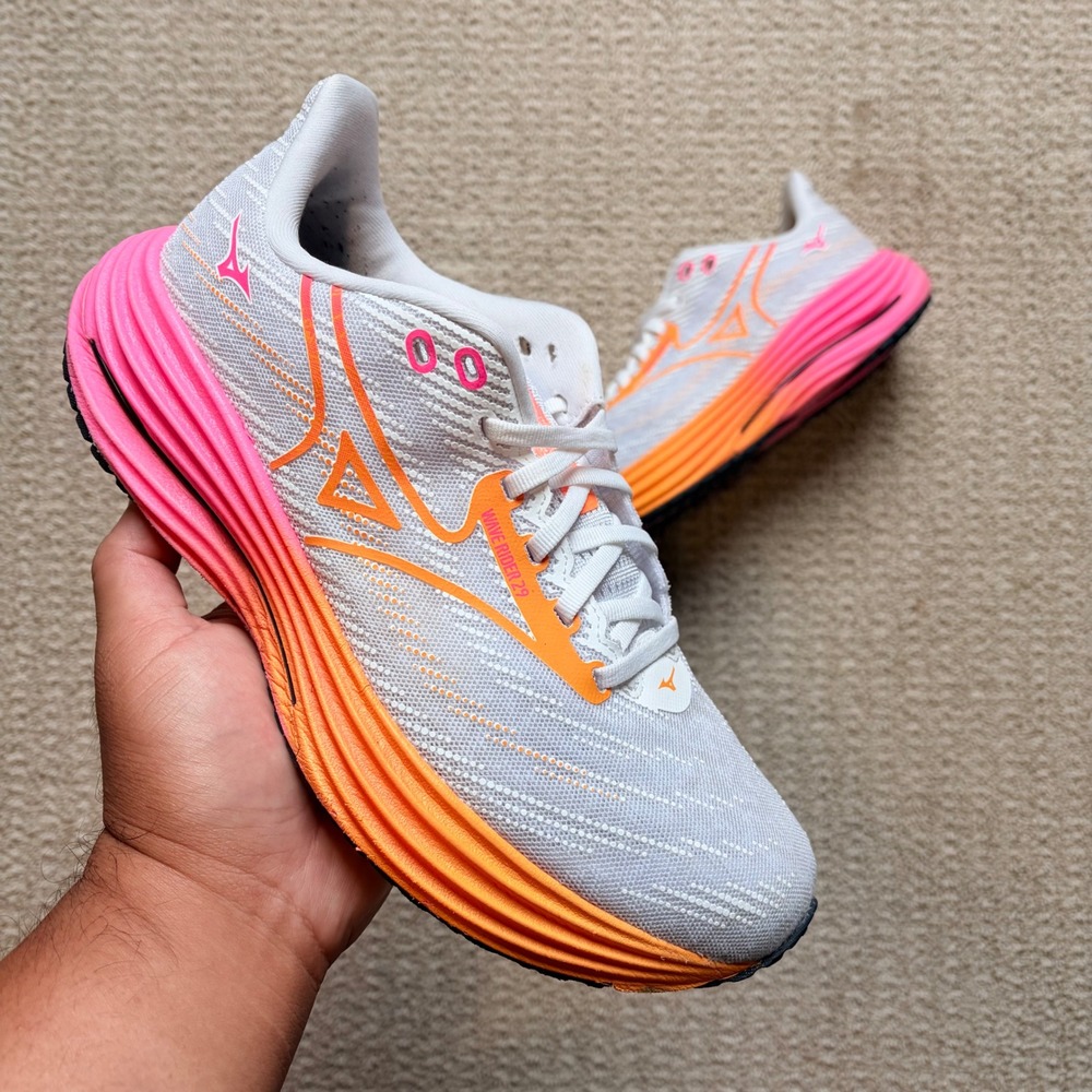 Mizuno Wave Rider 29 Mens 8.5 Running Shoes White Orange Pink